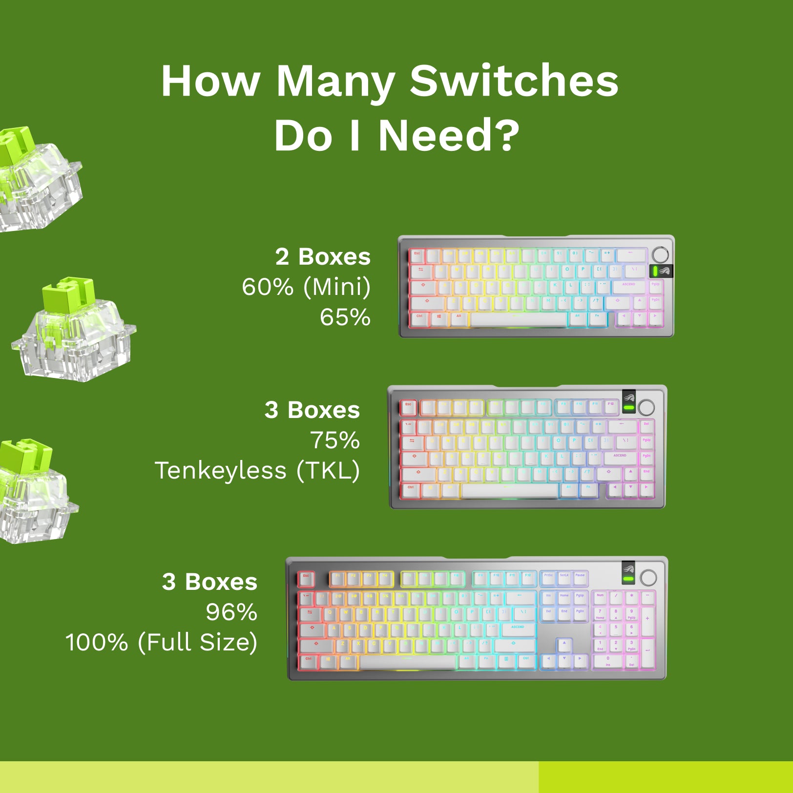 Raptor HE Gaming Keyboard Switches - Mechanical Key Switches for PC, Mac, and Gaming Laptops - Perfect for Esports, Typing, and Professional Gaming
