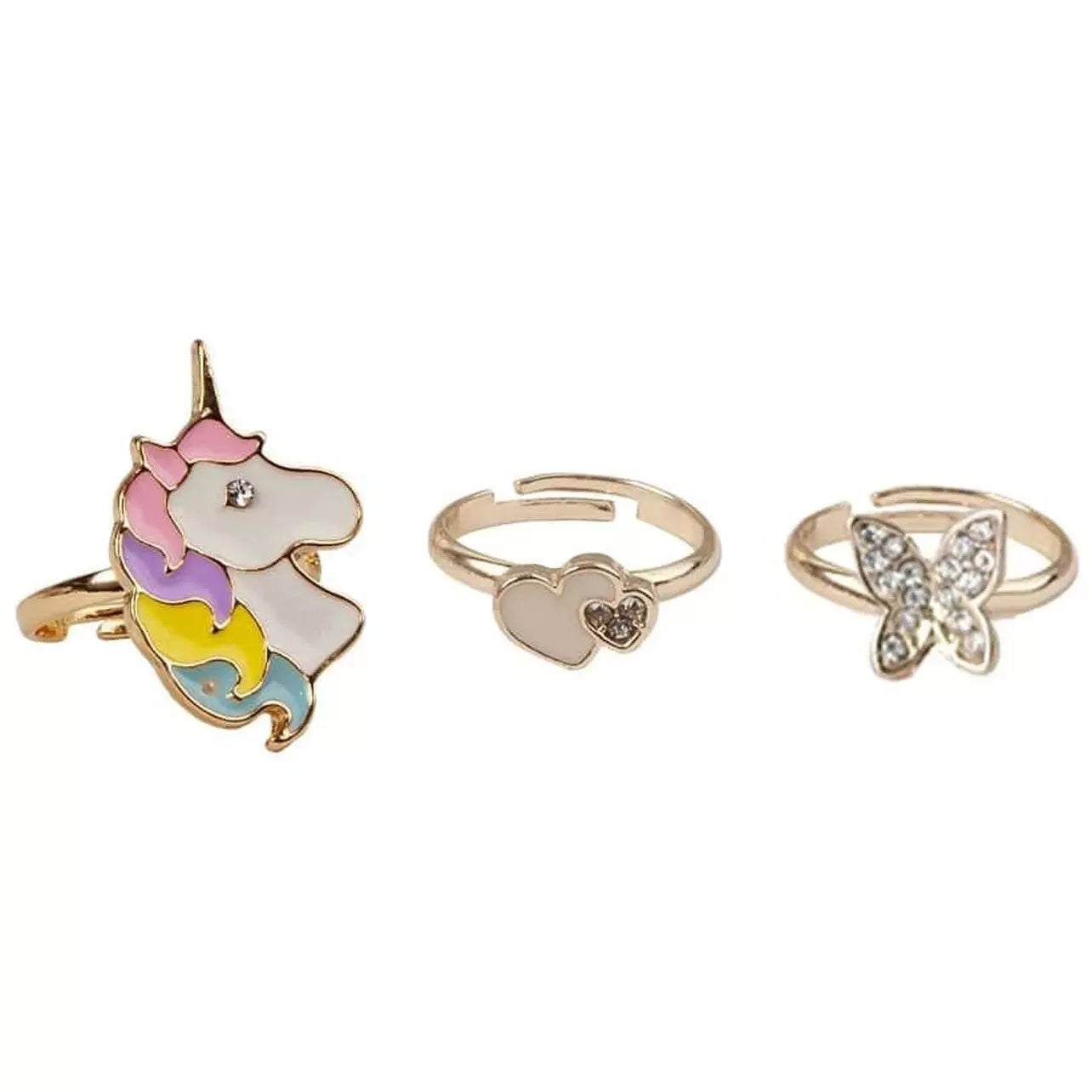 3pcs Elegant Butterfly & Unicorn Rings Set - Dainty Jewelry for Women & Teens - Perfect for Birthday Gifts, Party Favors & Everyday Wear