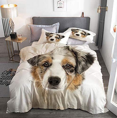 Premium Watercolor Dog Duvet Cover Set - Queen Size Pet Themed Bedding with Pillowcases (No Comforter Included) - Perfect for Dog Lovers' Bedroom Decor & Gift Ideas