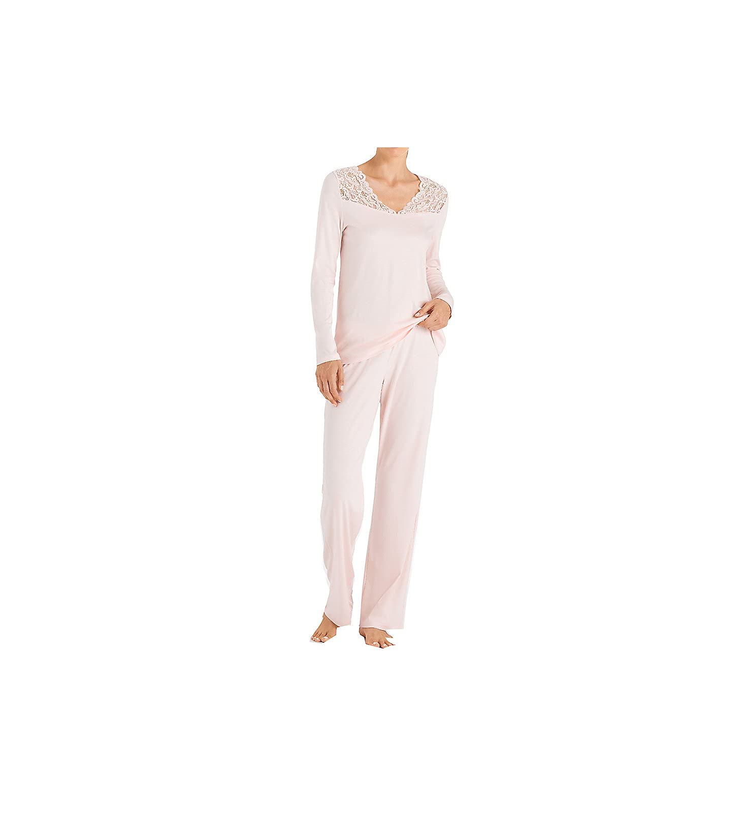 HANRO Women's Soft Cotton Long Sleeve Pajama Set - Comfortable Sleepwear for Nightwear, Loungewear & Cozy Nights at Home