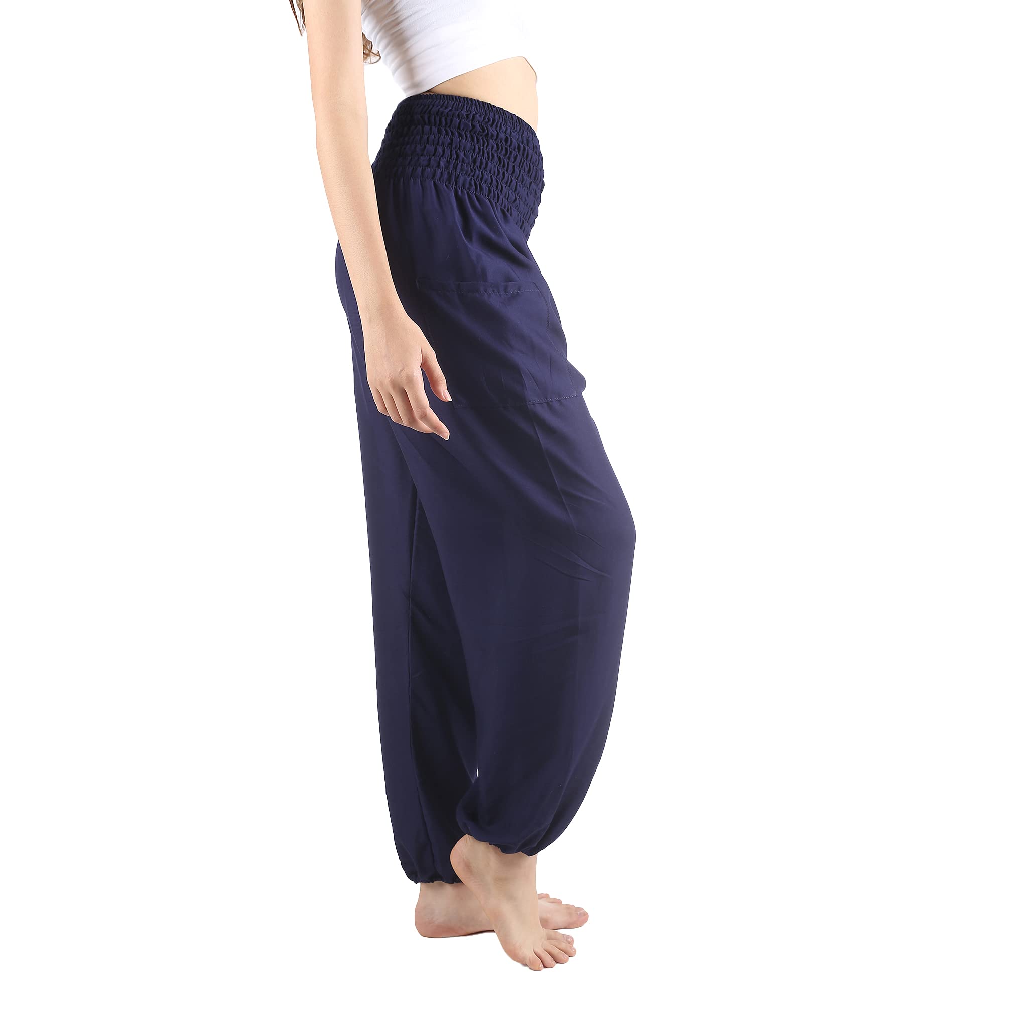 Boho Harem Pants for Women - Comfortable Yoga Trousers with Elastic Waistband | Bohemian Beach Pants for Travel, Meditation & Casual Wear
