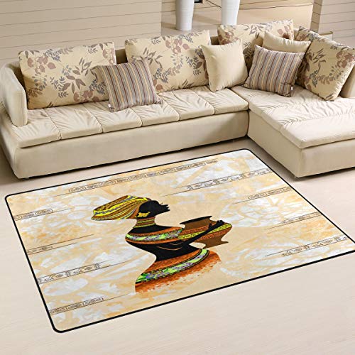 African Woman Area Rug - Ethnic Home Decor Carpet 3x5 for Living Room & Girls Bedroom