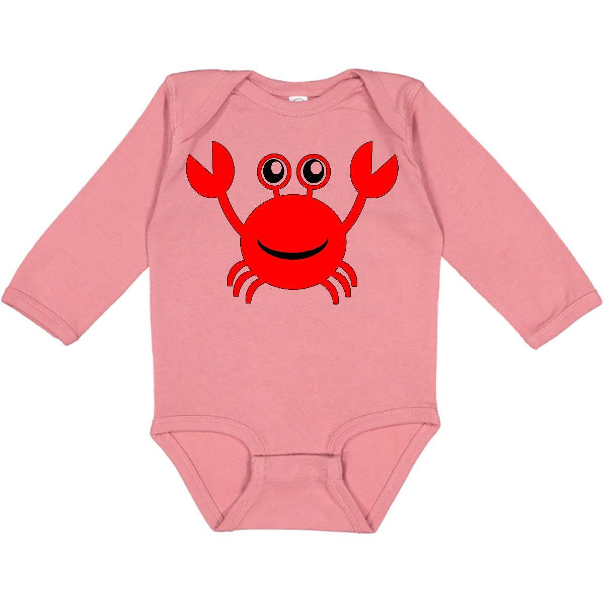 Inktastic Adorable Red Crab Baby Long Sleeve Bodysuit - Soft Cotton Onesie for Newborns & Infants - Perfect for Beach Vacations, Family Photos & Holiday Outfits