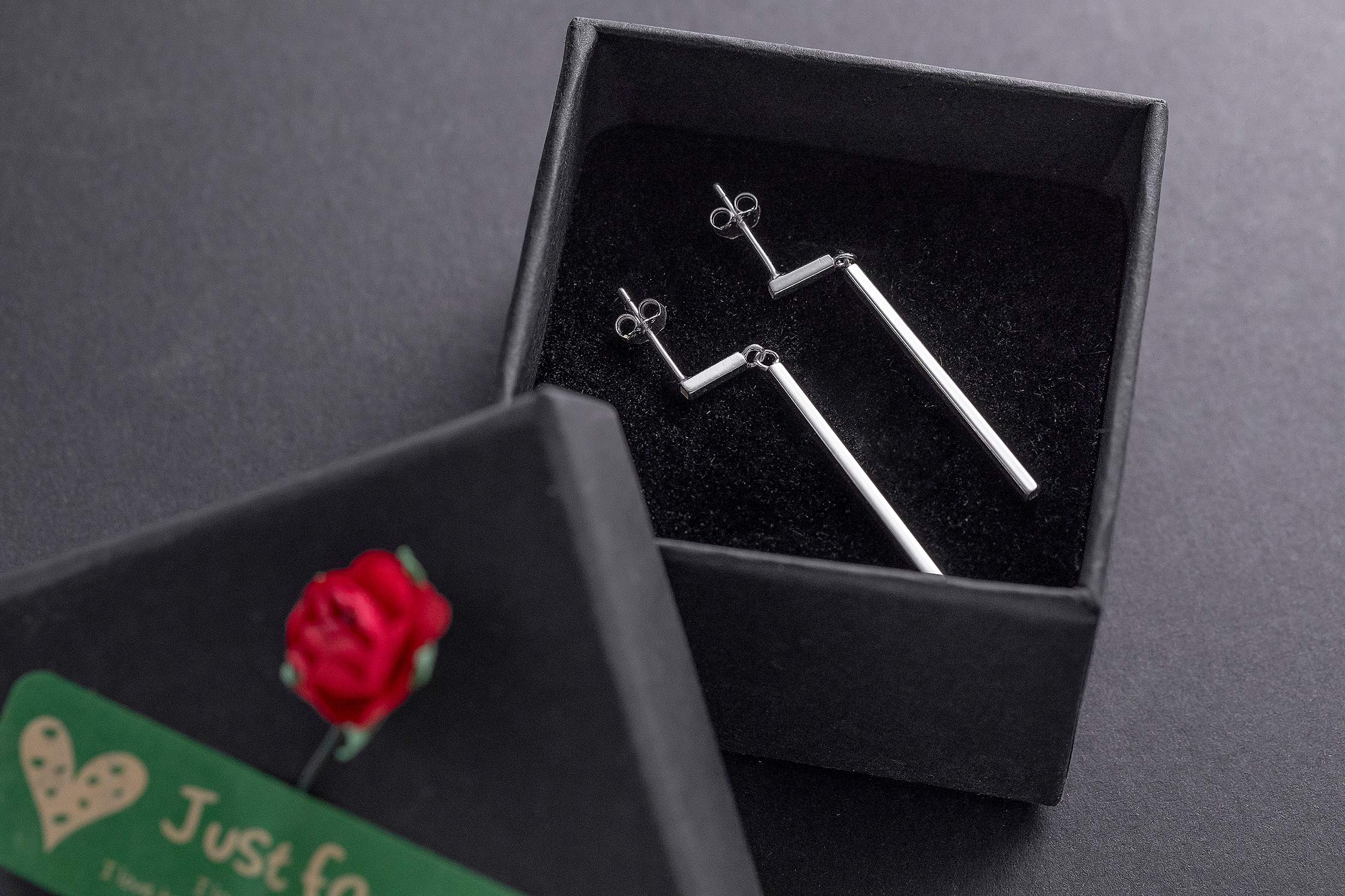 925 Sterling Silver Vertical Bar Dangle Earrings for Women - Elegant Long Drop Bar Earrings for Everyday Wear, Parties & Special Occasions