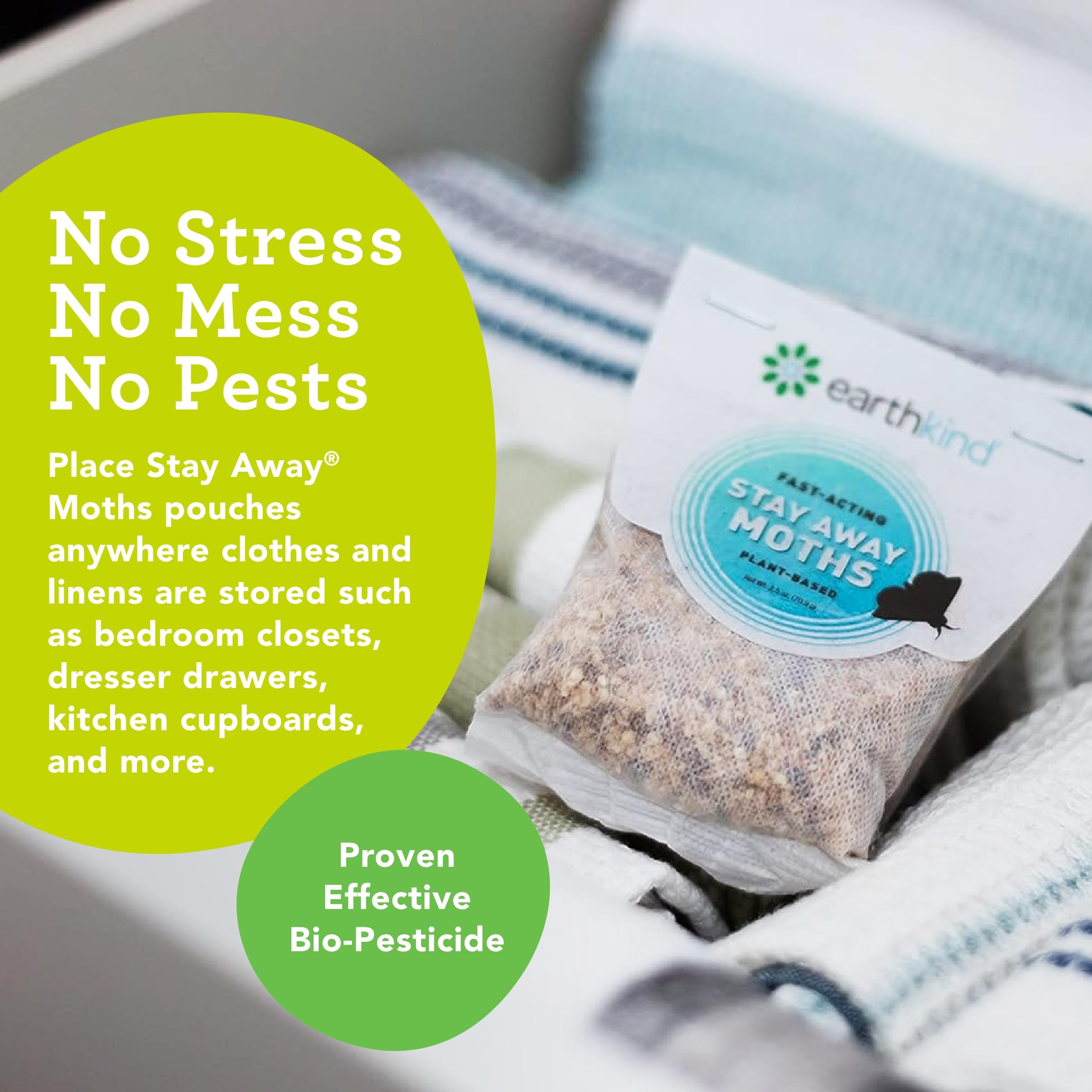 EarthKind Stay Away Moths - Natural Moth Repellent for Closet, Pantry & Storage - DIY Pest Control Sachets with Cedarwood & Geranium Essential Oils - 12 Pack - Protect Clothes, Food & Linens from Moth Damage