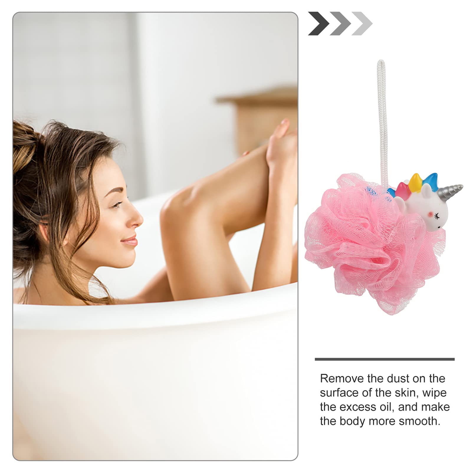 SOLUSTRE 2-Pack Cartoon Unicorn Bath Sponges - Soft Exfoliating Shower Loofah Balls for Gentle Skin Cleansing | Pink Bath & Body Scrubber for Women, Kids | Perfect for Daily Shower, Spa & Gift Giving