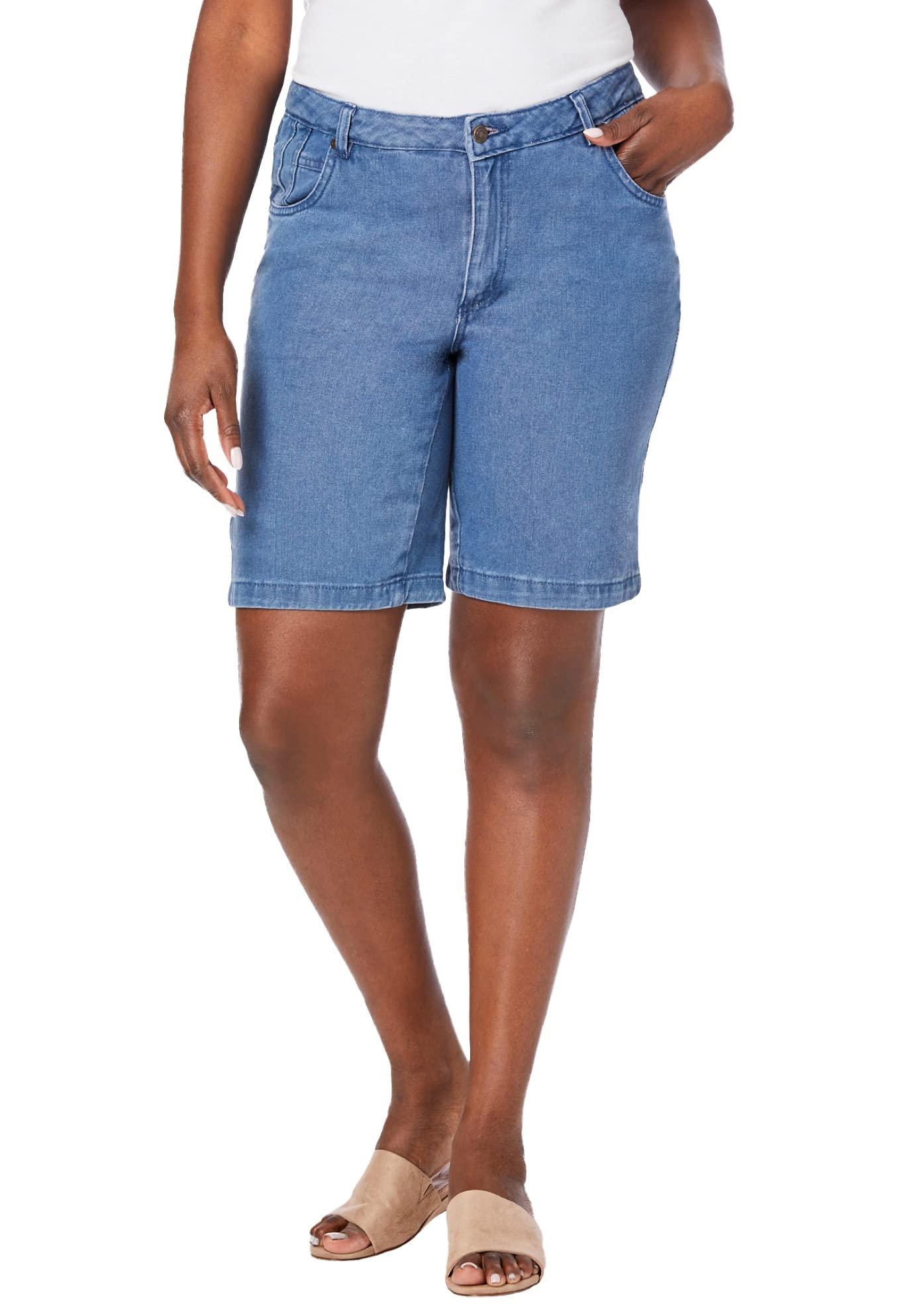 Jessica London Women's Plus Size Denim Shorts for Summer Casual Wear