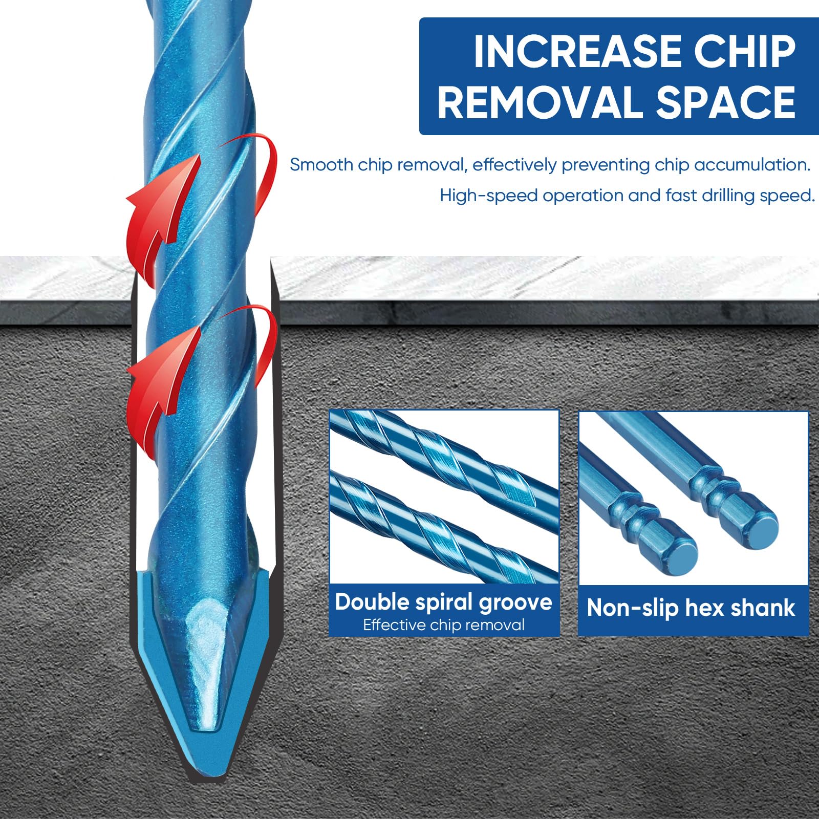 10-Piece Carbide-Tipped Eccentric Drill Bit Set for Concrete, Walls, Tiles, Glass & Hard Materials - Perfect for Masonry, DIY Projects & Professional Construction Work