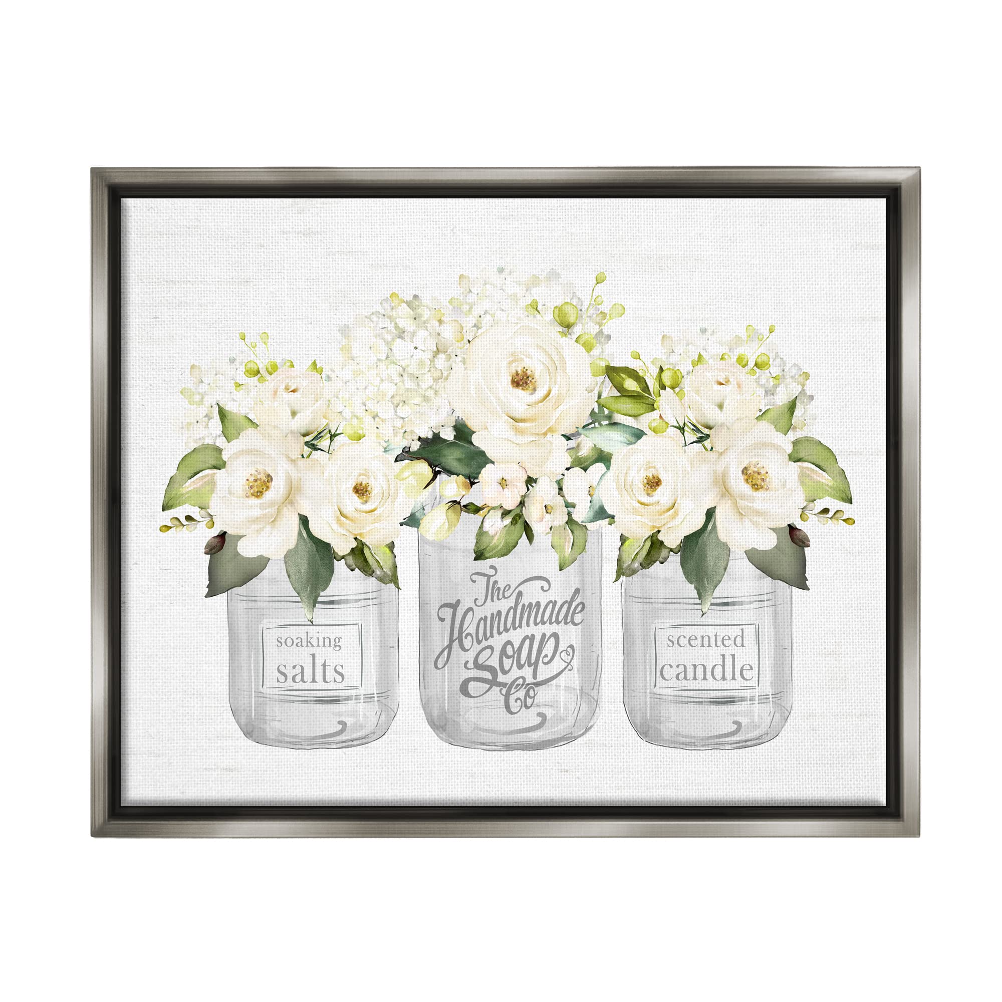 Stupell Industries White Roses Blooming Country Rustic Candle Jars - Farmhouse Decor by Lettered and Lined | Perfect for Wedding Centerpieces, Home Decor & Gift Giving