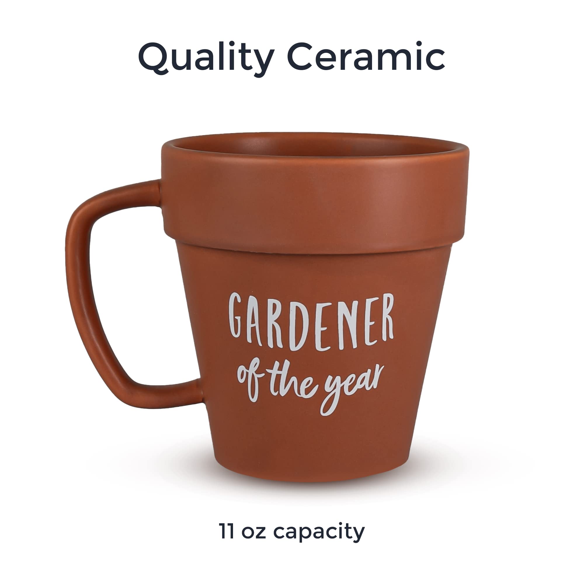 Upper Midland Products Gardening Mug with Shovel Spoon - Ceramic Coffee Cup for Plant Lovers, Perfect Gift for Gardeners (Men, Women, Son, Daughter) - Ideal for Holidays, Birthdays & Nature Enthusiasts - Great for Morning Coffee, Gardening Breaks & Outdoor Relaxation