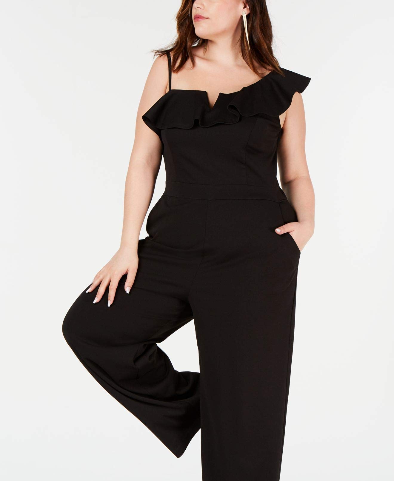 Women's Plus Size One Shoulder Wide Leg Jumpsuit - Elegant Party Outfit for Weddings, Evening Events & Special Occasions