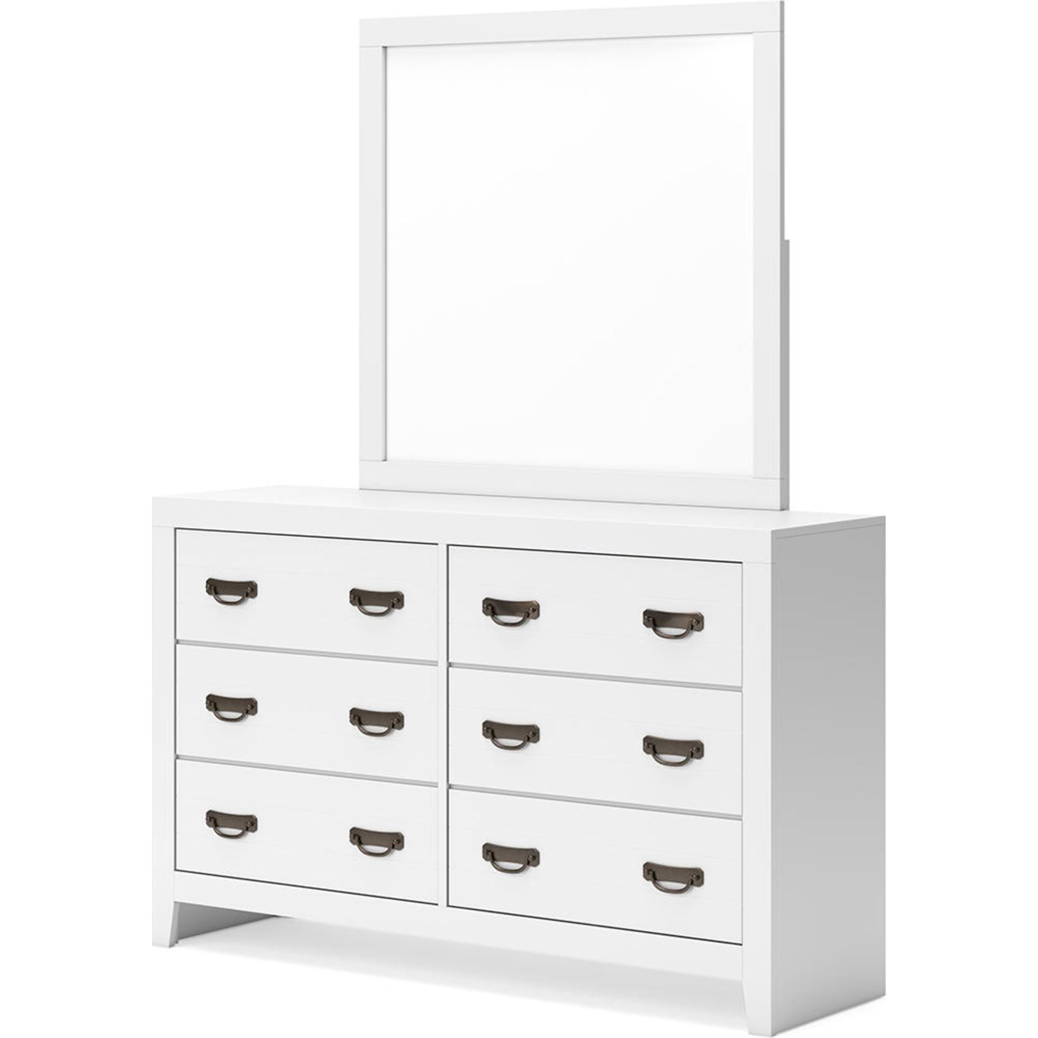 Binterglen 6-Piece Queen Size Bedroom Furniture Set - White Wooden Bed Frame with Nightstands & Dresser for Modern Master Bedroom Decor