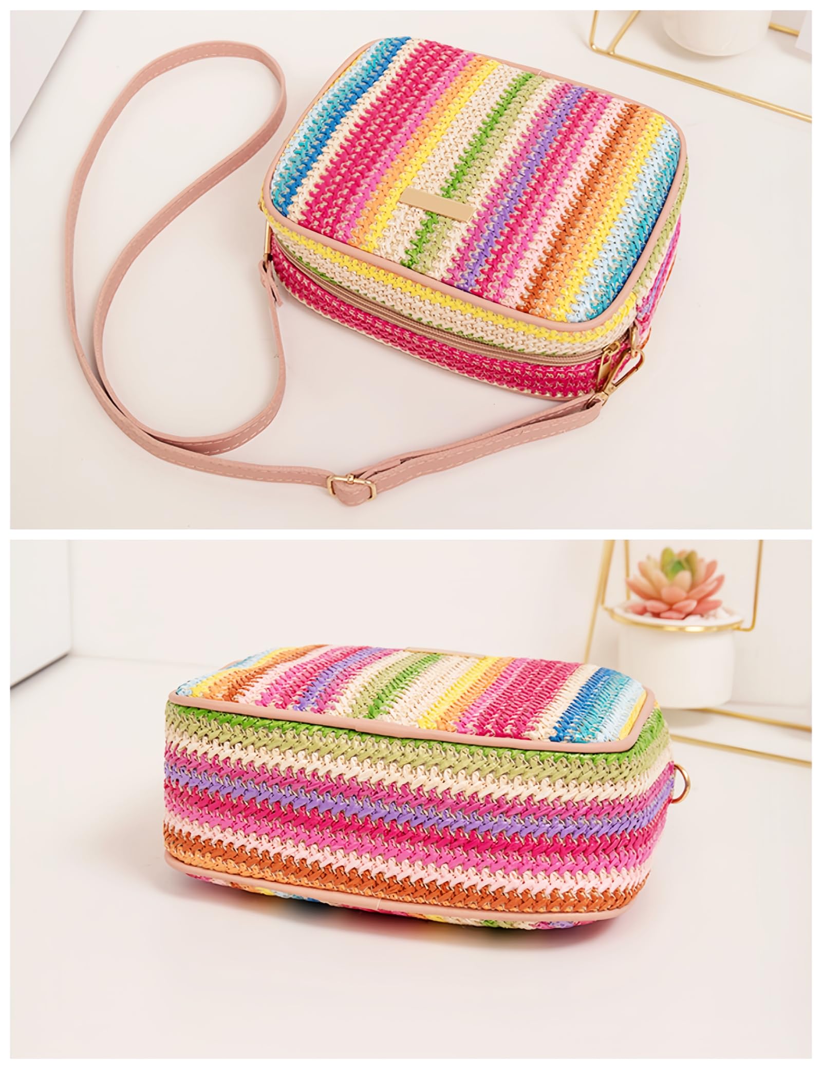 Trendy Straw Crossbody Bag for Women - Small Woven Purse, Cute Beach Shoulder Handbag for Spring & Summer | Perfect for Beach Outings, Vacation, and Casual Everyday Use