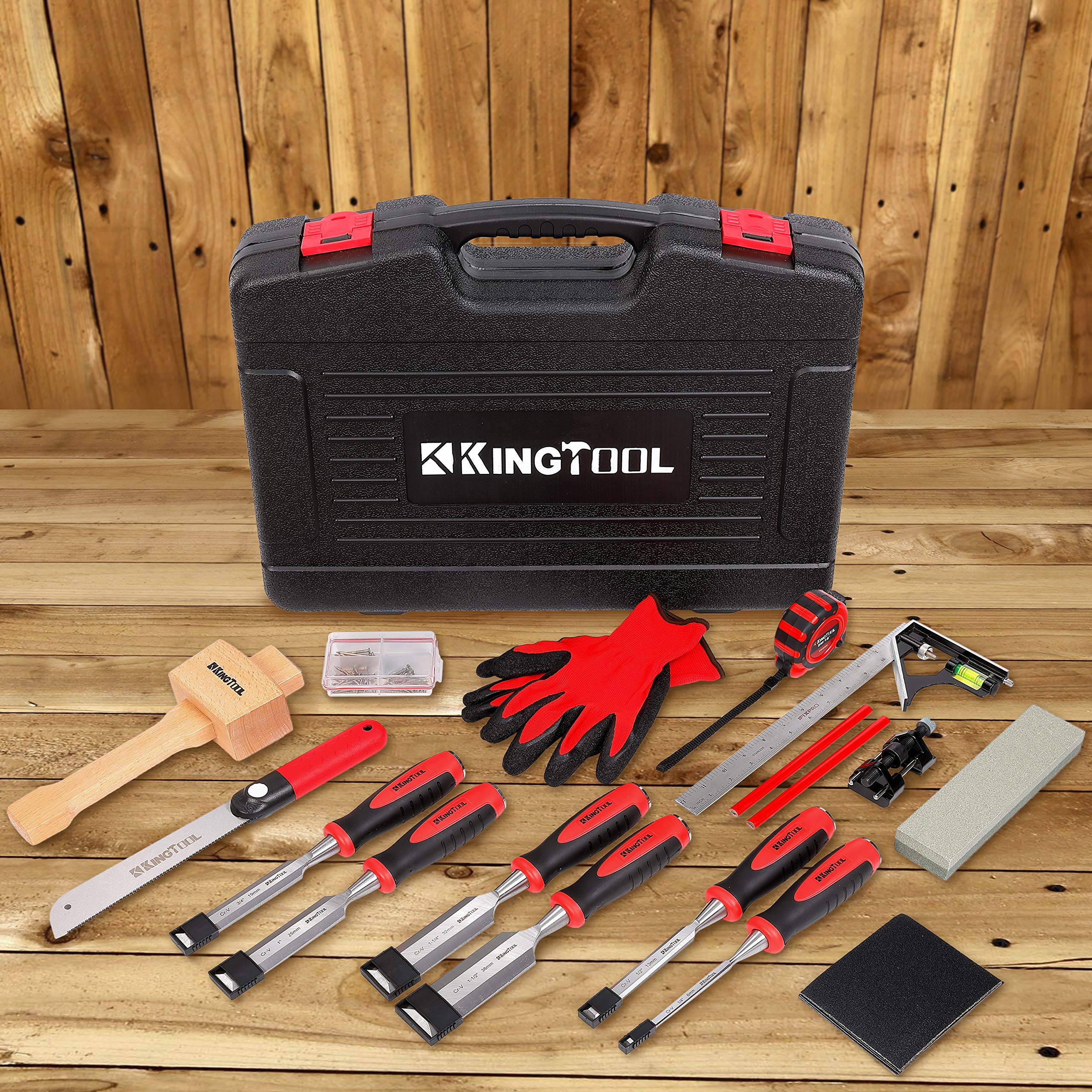 **KingTool 87-Piece Premium Wood Chisel Set with Storage Case – High-Quality Cr-V Alloy Blades, Heat-Treated for Durability – Perfect for Carpentry, Woodworking & DIY Projects**    *(Ideal for Furniture Making, Cabinetry, Carving & Home Renovation Projects)*