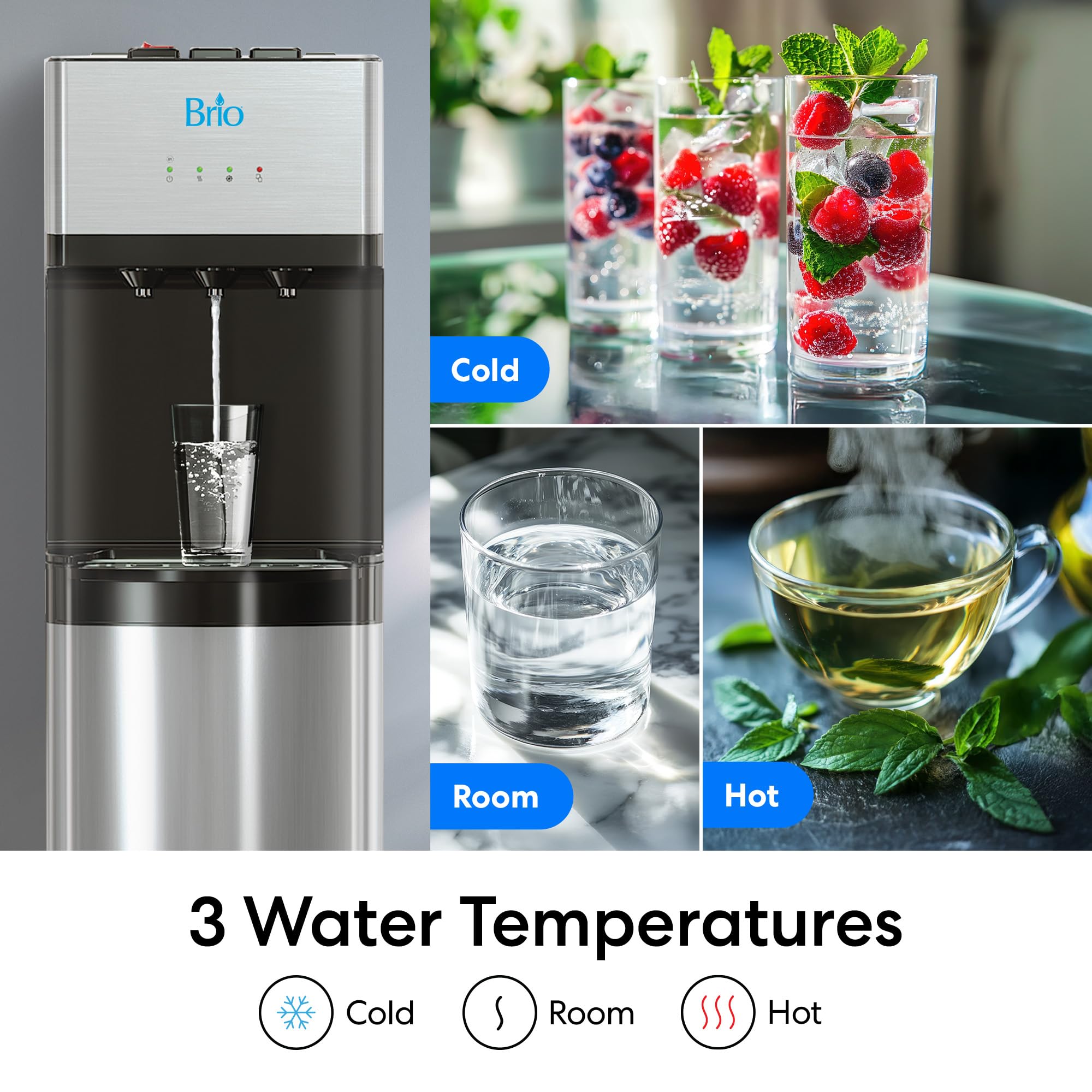 Brio Self-Cleaning Bottom Loading Water Cooler Dispenser - Limited Edition with 3 Temperature Settings (Hot, Cold & Cool) - UL/Energy Star Certified - Perfect for Home, Office & Commercial Use
