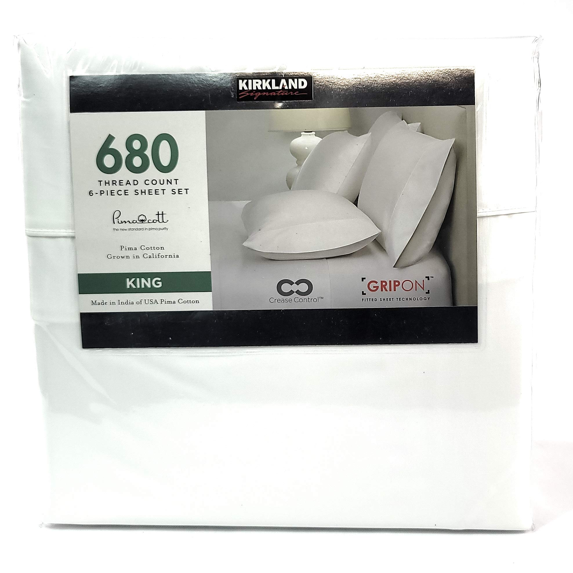 King White 680 Thread Count Kirkland 6-Piece Sheet Set with Deep Pockets - Ultra Soft Luxury Bedding for Queen & King Size Beds | Perfect for Hotels, Guest Rooms & Master Bedrooms