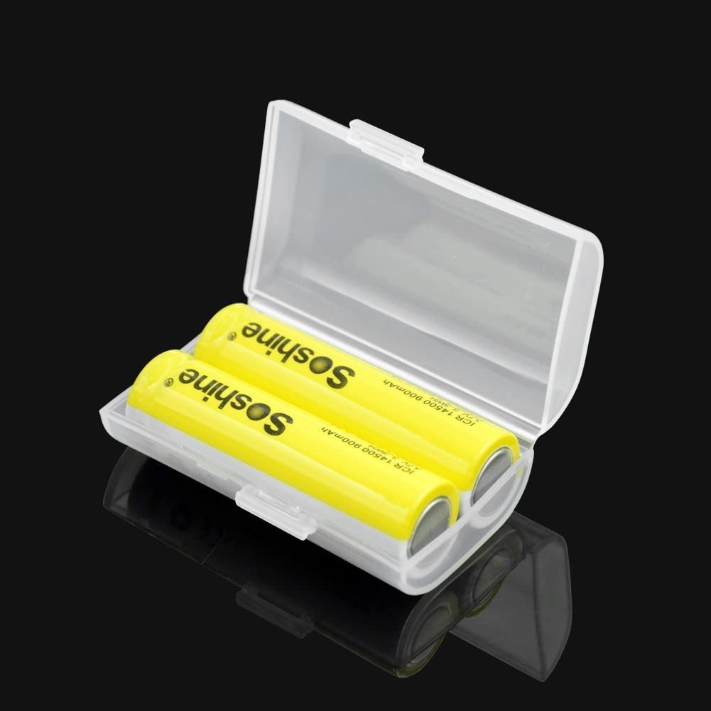 Heyiarbeit Clear Plastic Battery Storage Case Holder Box for 2 AA Batteries (1 Pack) - Perfect for Organizing Batteries at Home, Office, or Travel