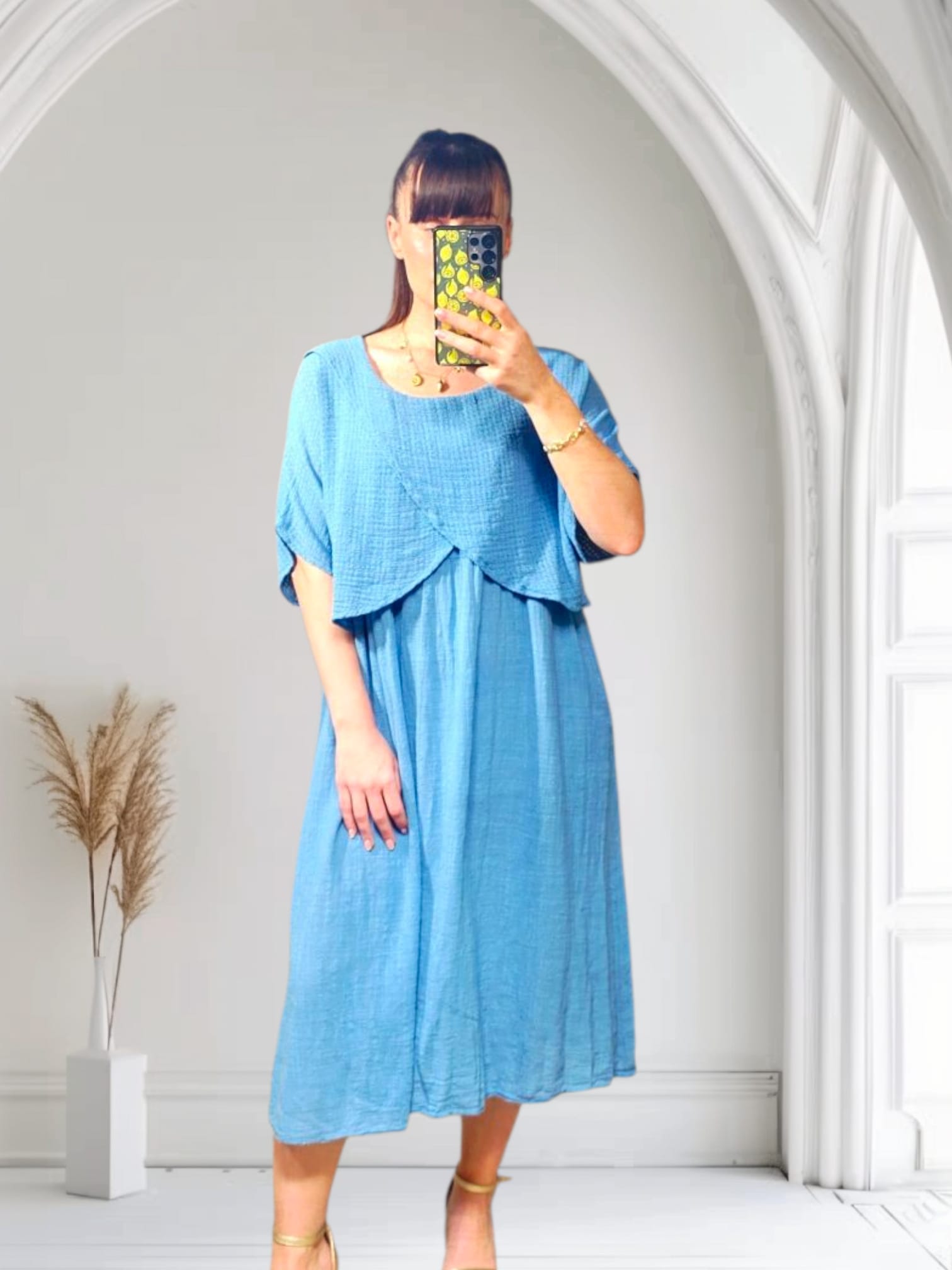 Stylish Wrap Cotton Dress in Classic Denim - Perfect for Casual Outings, Date Nights & Summer Vacations