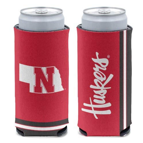 Nebraska Cornhuskers Slim Can Cooler - Team Colors for Tailgating & Parties