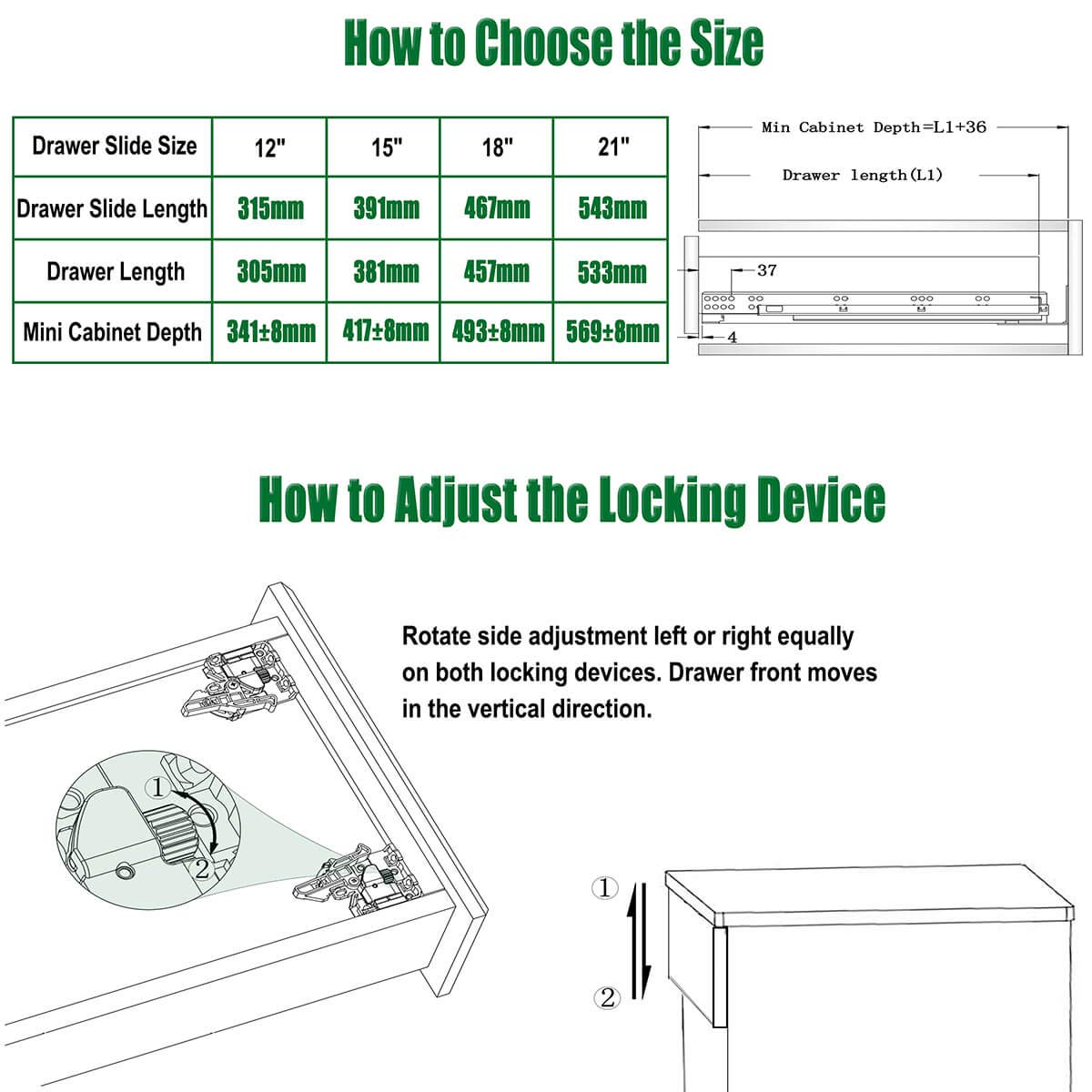 OCG 12 Inch Undermount Drawer Slides (6 Pairs) - Full Extension Soft Close Concealed Drawer Runners with Mounting Screws & Brackets - Perfect for Kitchen Cabinets, Dressers, and Office Furniture Organization