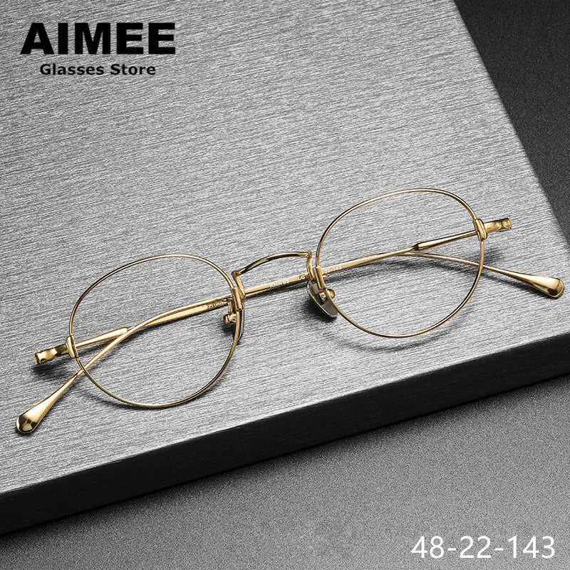 Aimee Unisex Full Rim Round Oval Titanium Eyeglasses 111053 - Lightweight & Durable Titanium Frame for Men & Women - Perfect for Reading, Work & Everyday Use