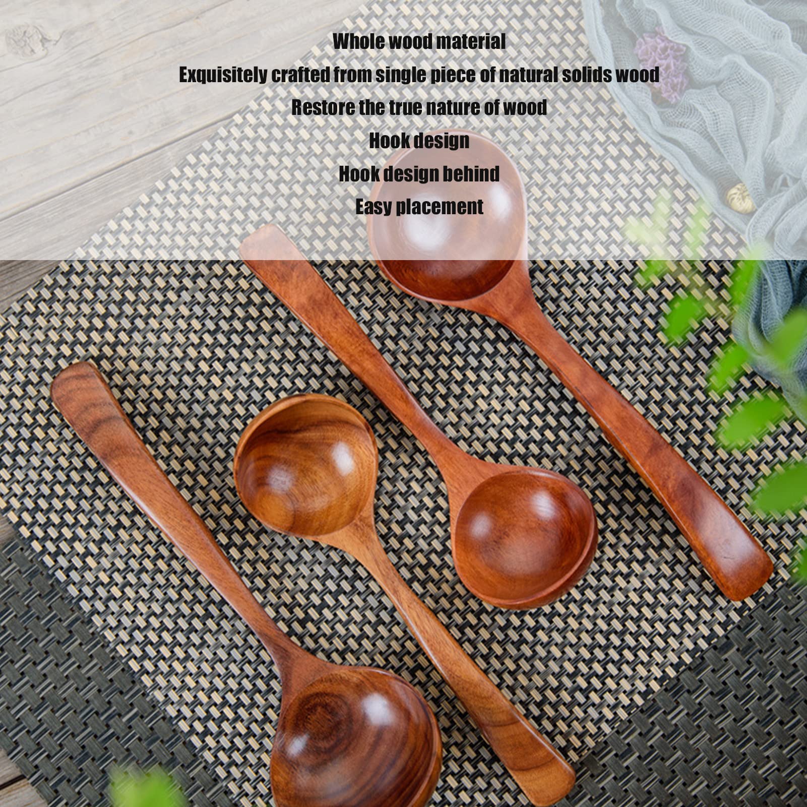 Wooden Soup Ladle - Long Handle Heat Resistant Cooking Spoon for Serving, Mixing & Stirring Soups, Stews & Sauces | Durable Kitchen Utensil for Wok & Pot Cooking | Perfect for Home Chefs & Professional Kitchens