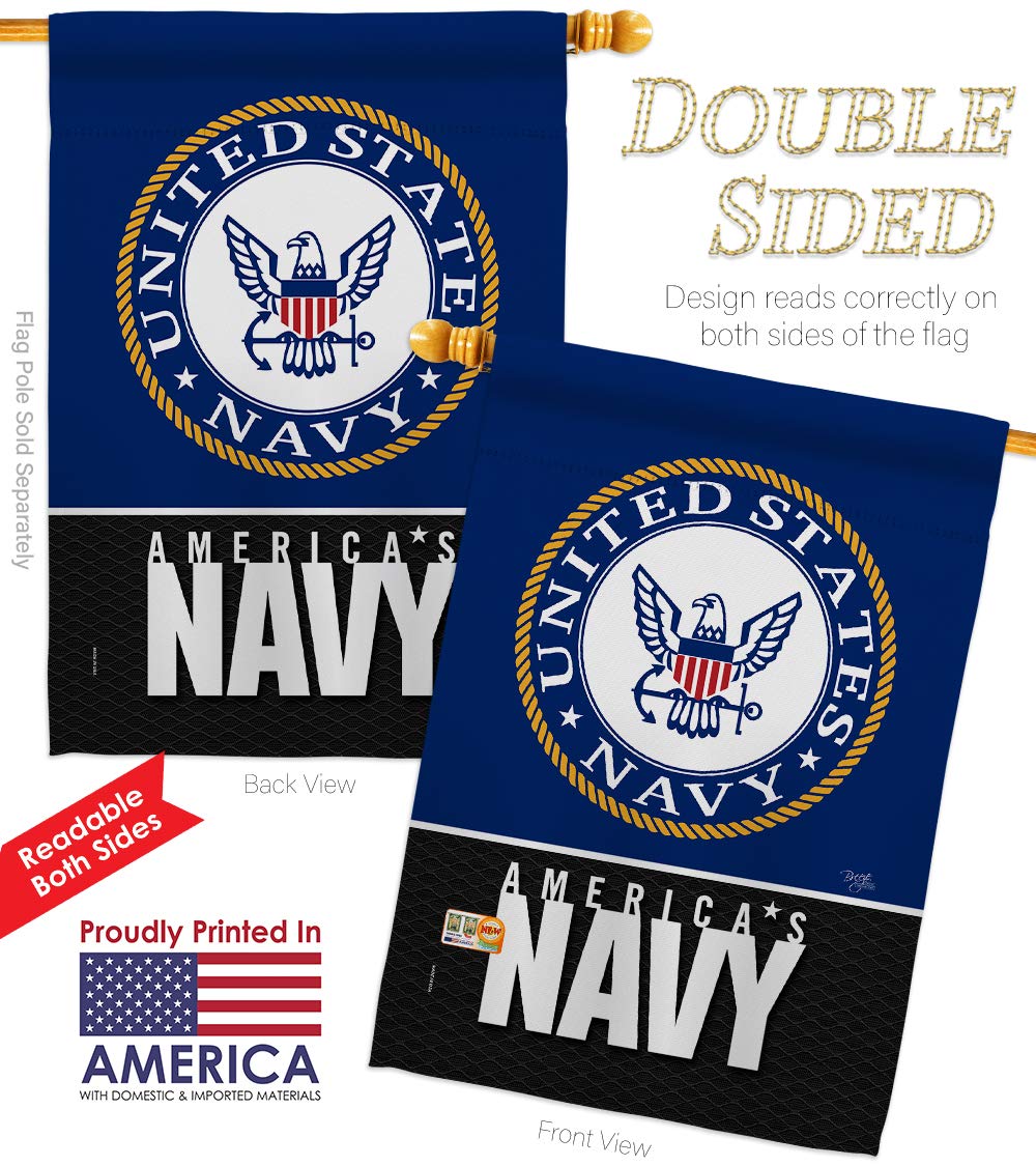 Double-Sided US Navy Garden House Flags Set 28x40 Inch - Armed Forces USN Seabee Military Veteran Retiree Official Decorative Yard Banner - Made in USA - Perfect for Patriotic Home, Yard & Military Appreciation Events