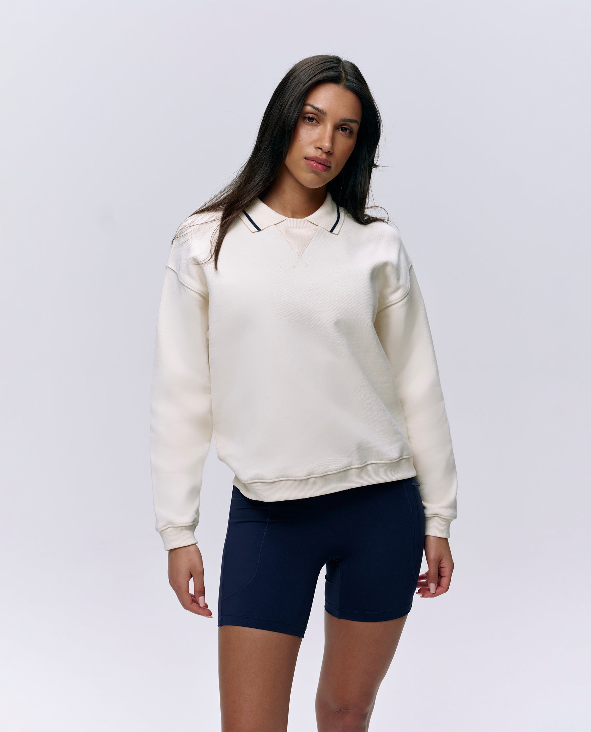 Premium Collared Sweatshirt for Men & Women - Soft Marshmallow White & Classic Navy Blue Colors | Cozy Casual Wear for Everyday, Work & Outdoor Activities