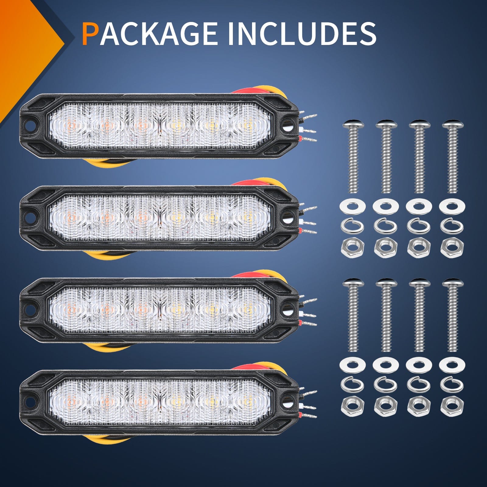 4PCS 6 LED Purple and White Emergency Strobe Lights - Vehicle Hazard Warning Lights for Trucks, Cars, Emergency Vehicles - Perfect for Roadside Safety & Night Visibility