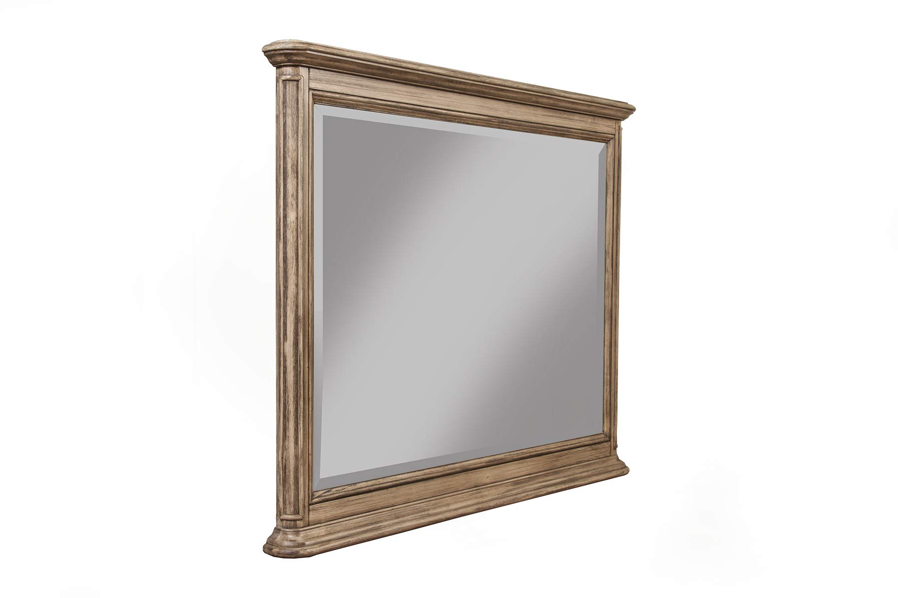 Alpine Furniture Melbourne Mahogany & Okoume Veneer Dresser Mirror in French Truffle Finish - Elegant Bedroom Vanity Mirror for Master Suite or Guest Room Decor