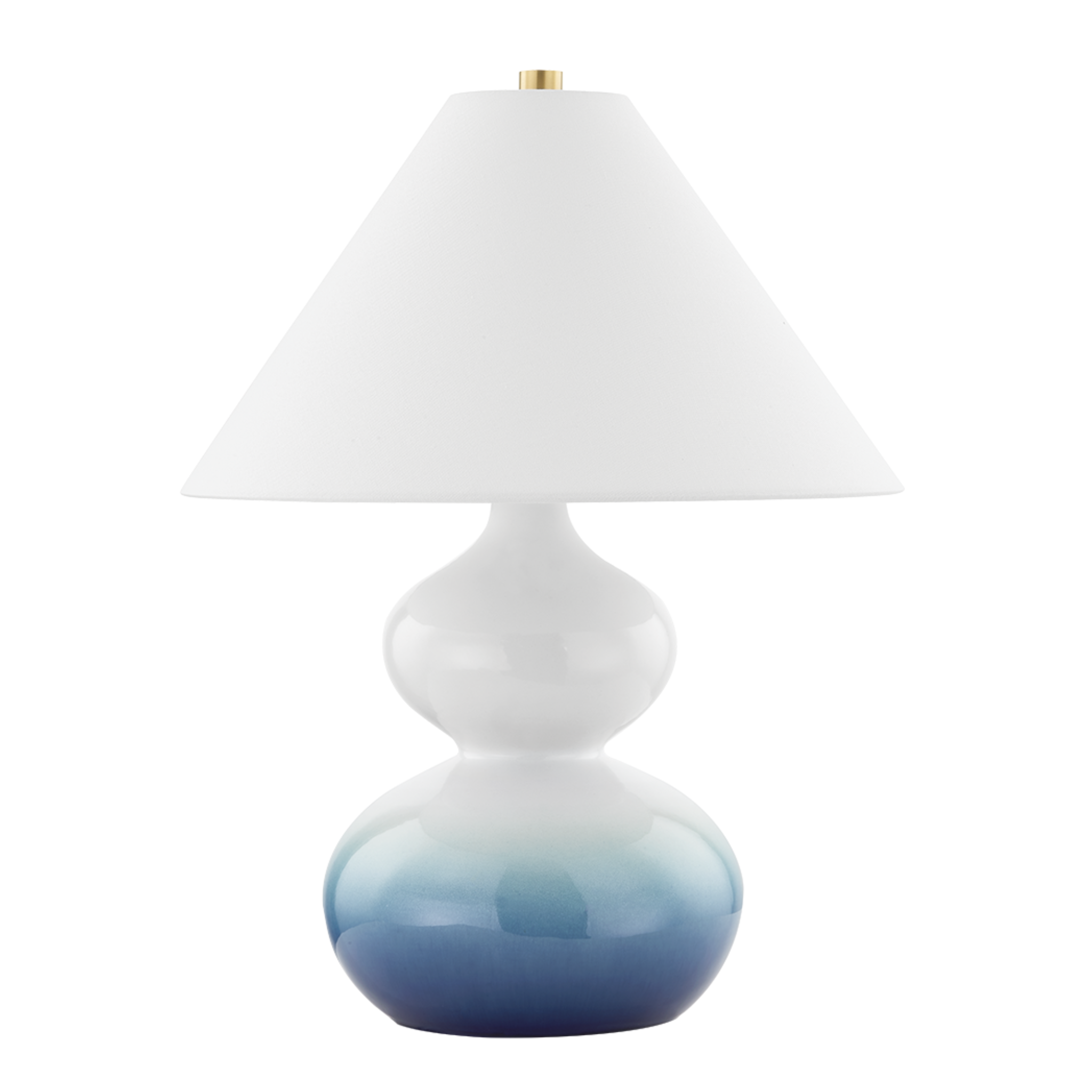 Aimee Double Gourd Ombre Blue Table Lamp - Modern Handmade Ceramic Nightstand Light for Bedroom, Living Room & Office Decor