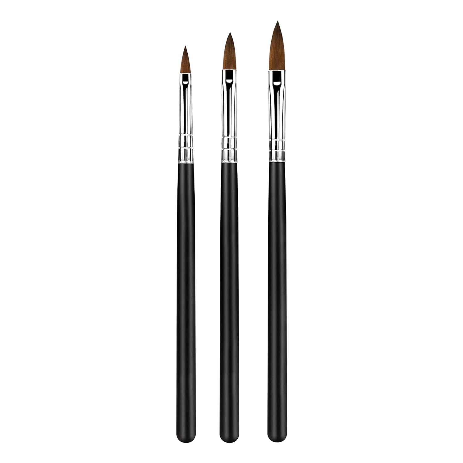 AIJIMEI Professional Acrylic Nail Brush Set - 3pcs Nail Art Pen & Manicure Tools for Acrylic Powder Application | Perfect for Salon, Home Nail Art & DIY Manicures