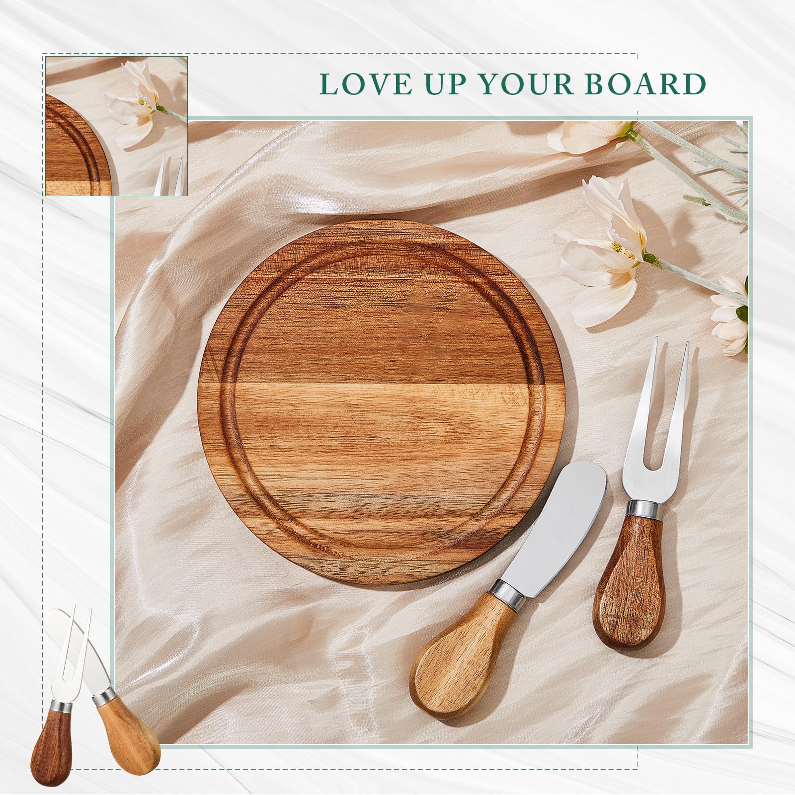 50 Sets Wooden Mini Charcuterie Boards with Knives & Forks - Acacia Cheese Board Set for Bridal Shower, Baby Shower & Wedding Party Favors - Bulk Thank You Gift Box for Guests - Perfect for Appetizer Serving, Cheese Platters & Charcuterie Displays