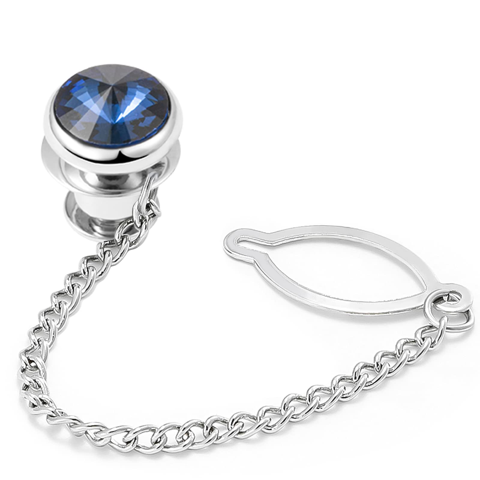 Silver Tie Pins for Men with Chain - Elegant Wedding & Business Gift