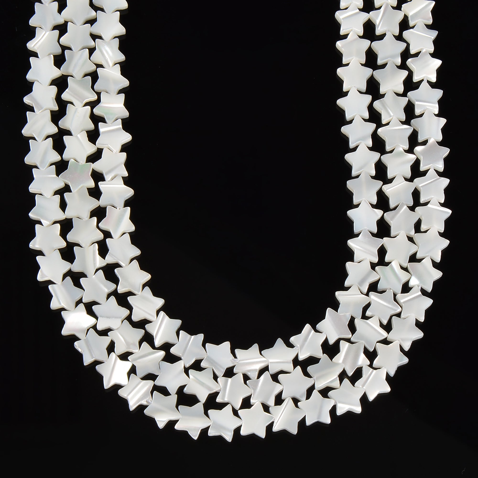 Iridescent White Mother of Pearl Shell Star Beads 8mm-15mm 15.5 Inch Strand - Perfect for Jewelry Making, DIY Crafts, and Beading Projects