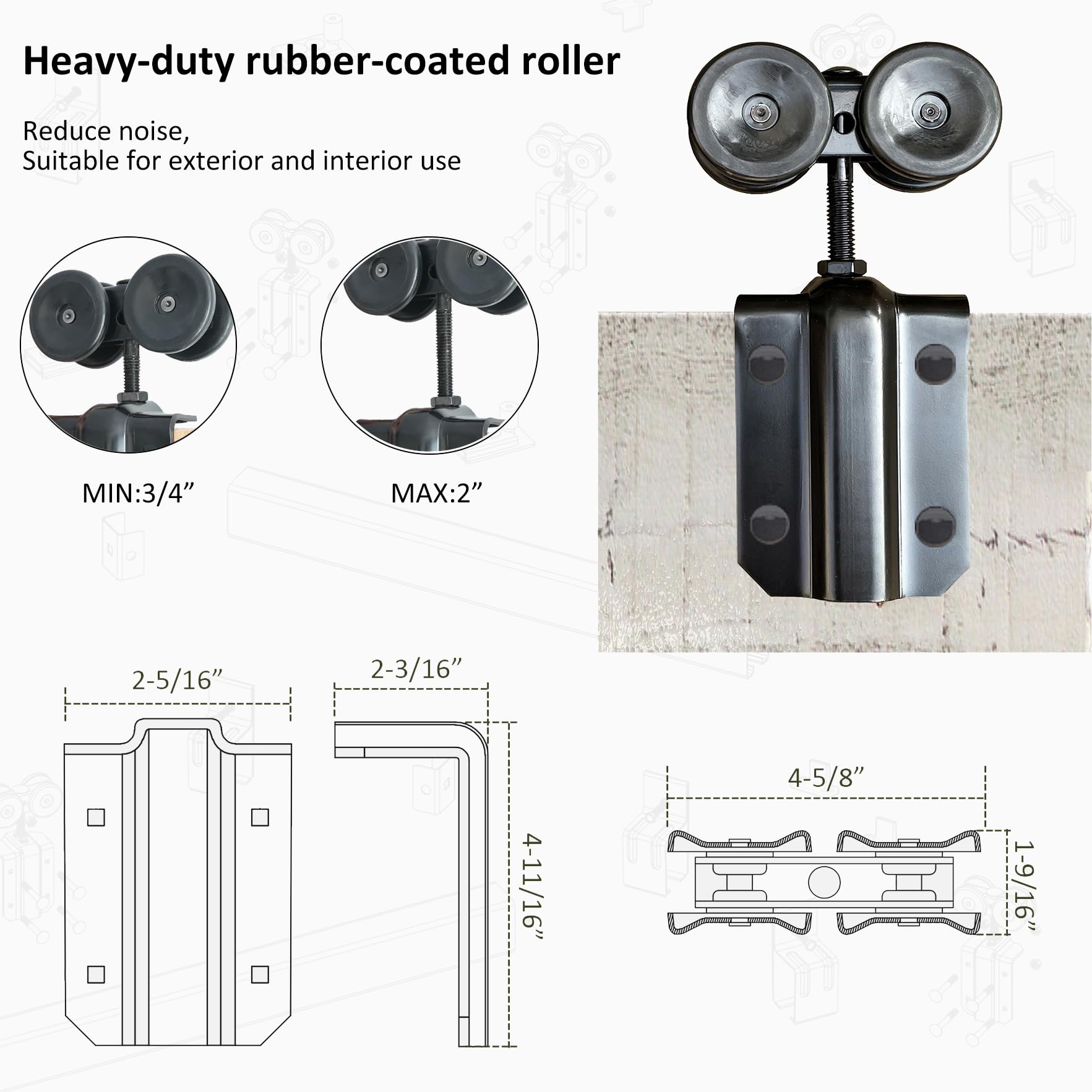 10FT Heavy Duty Exterior Double Sliding Barn Door Hardware Kit - Wall Mount Track System for 2 x 30in Doors (Max Load 300lbs) - Perfect for Farmhouse, Rustic Home & Commercial Spaces - Hardware Only (No Door Included)