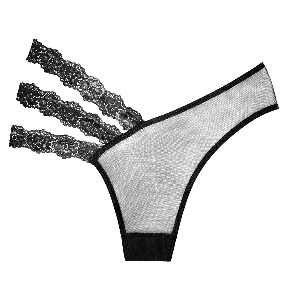 Allure Adore Wild Orchid Asymmetrical Mesh & Triple Lace Strap Panties - Sexy Women's Underwear for Date Night & Special Occasions