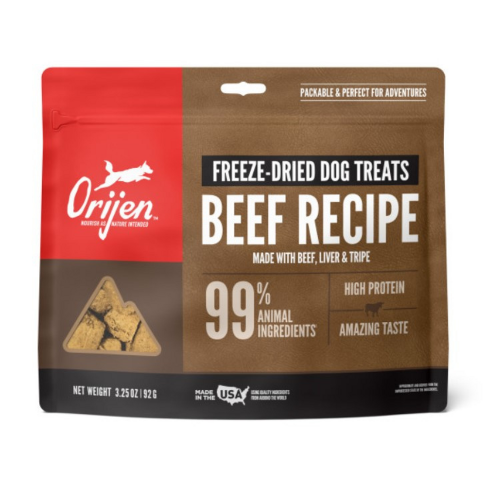 ORIJEN Freeze-Dried Ranch Raised Beef Dog Treats - High Protein, Grain-Free Training Snacks for Small & Large Dogs - Perfect for Rewards, Training & Outdoor Adventures
