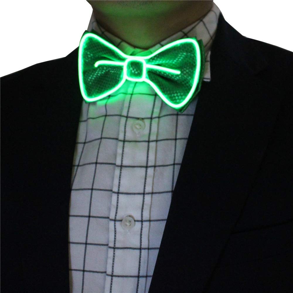 Glowing LED Bow Tie - Adjustable Light Up Bow Tie for Men & Women - Novelty Party Accessory for Halloween, Raves, Weddings & Cosplay