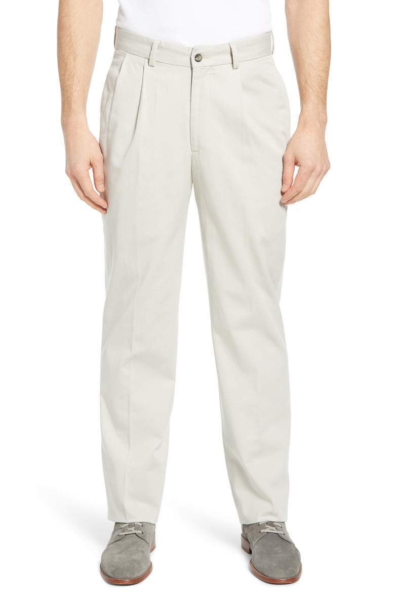 Charleston Khakis - Classic Washed Khaki Pleated Pants with Long Rise | Comfortable Business Casual & Office Wear