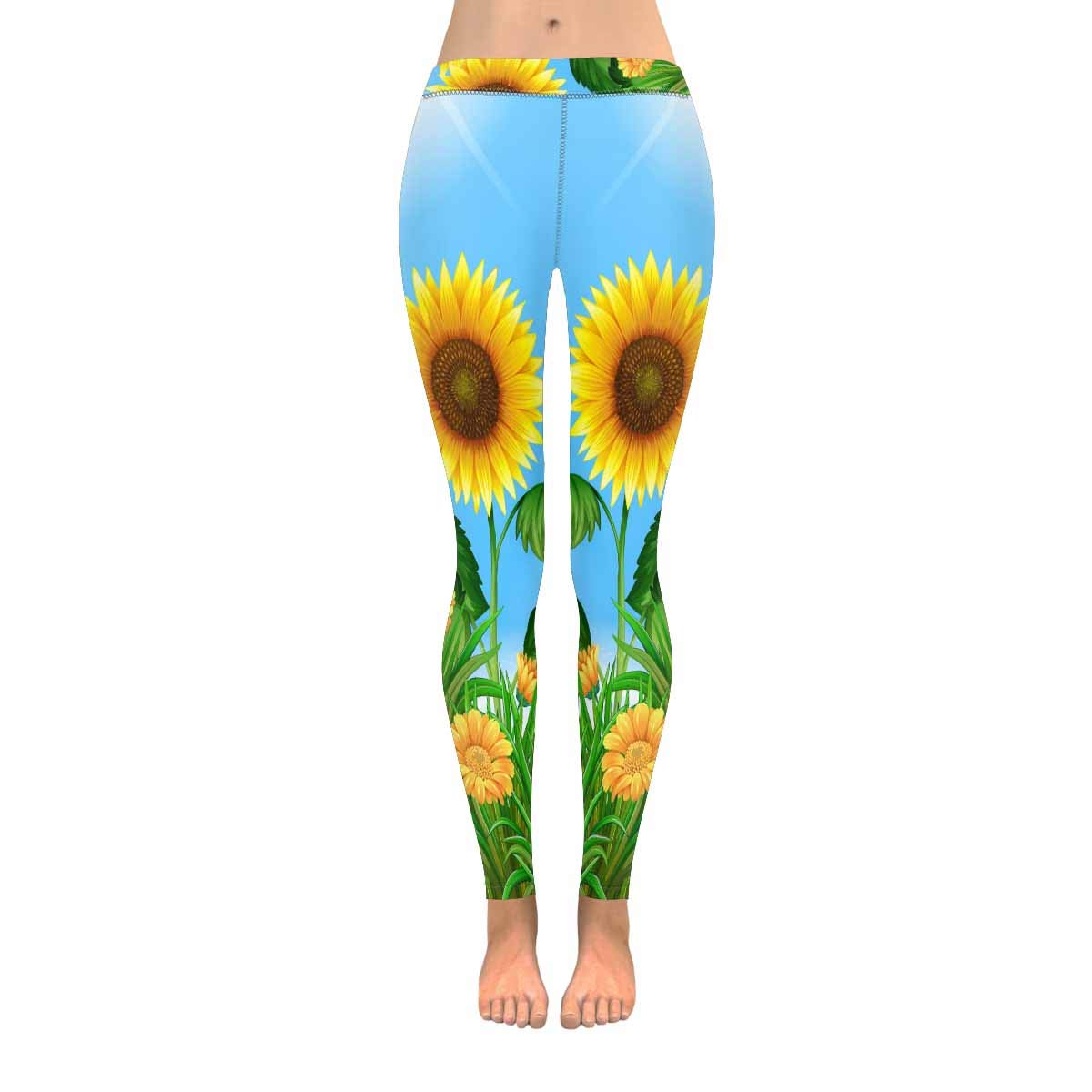 **InterestPrint Women's Floral Yoga Pants - Stretchy High-Waisted Gym Leggings with Rose Leaf Design for Workout, Running & Lounge Wear**
