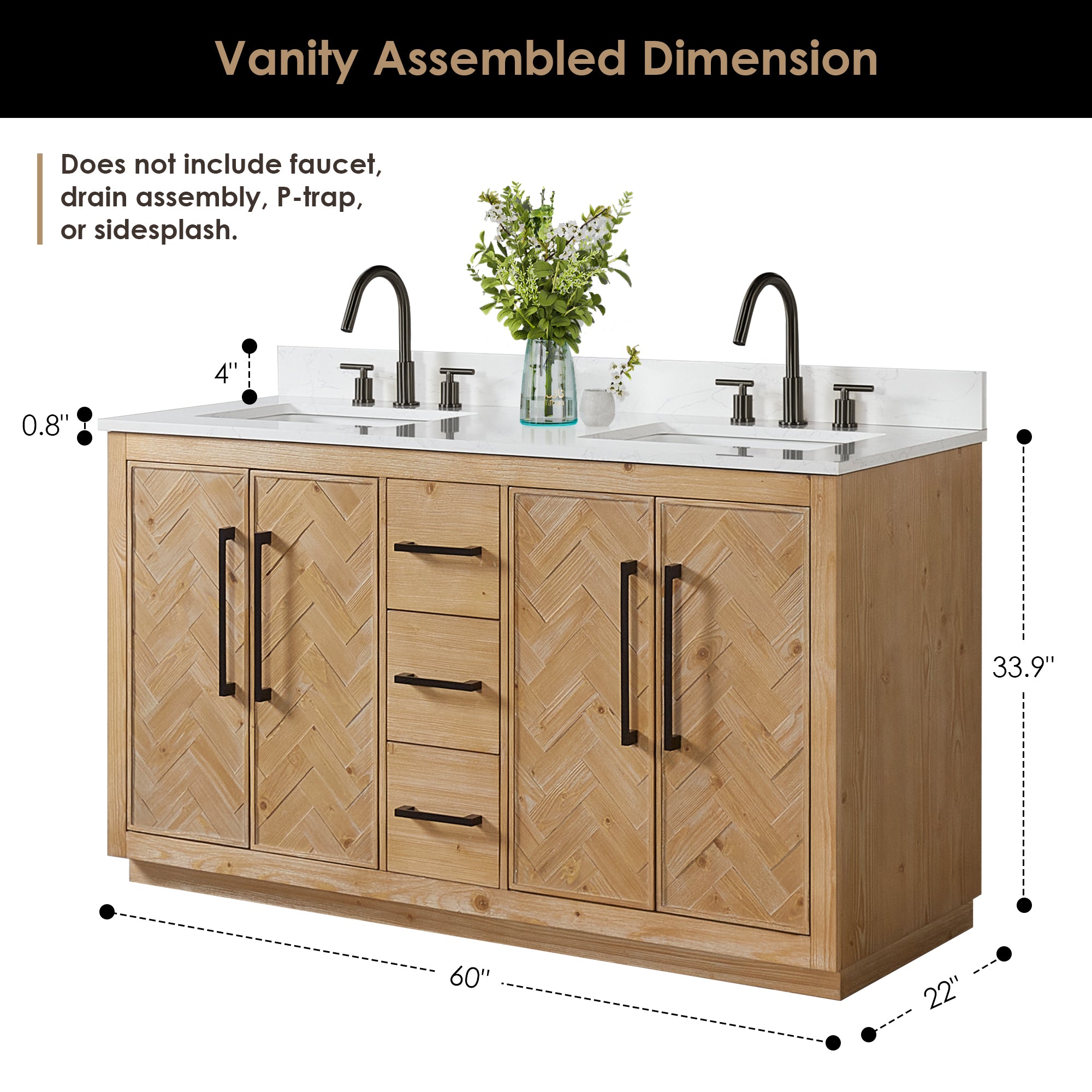 Bellavia 60 Inch Double Bathroom Vanity in Weathered Fir with Engineered Stone Countertop - Modern Farmhouse Style for Master Bath & Guest Bathroom