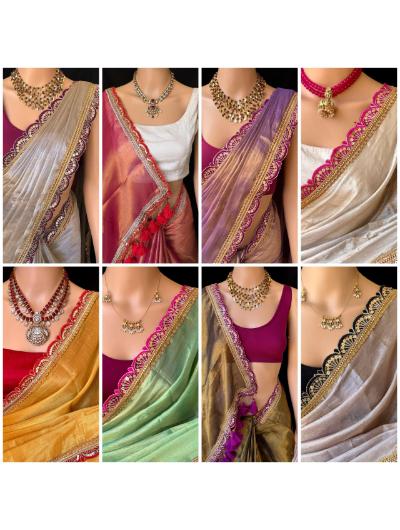 Elegant Mango Yellow Tissue Silk Embroidered Saree for Women - Perfect for Weddings, Parties & Festive Occasions