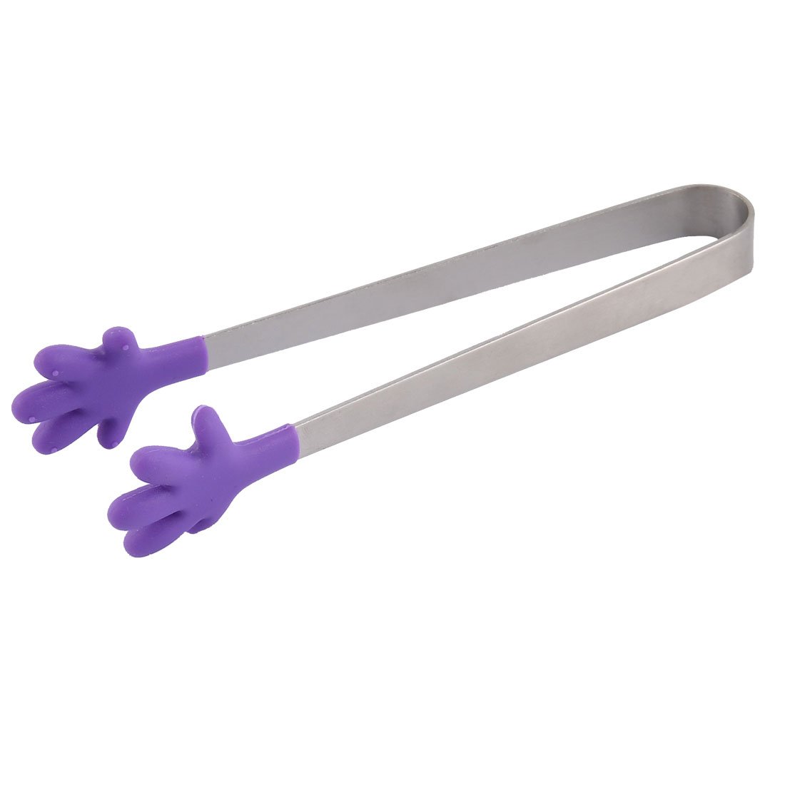 Stainless Steel Hand-Shaped Kitchen Clip Tongs for Cake, Bread, Biscuits - Purple | Non-Slip Food Clamp for Baking, Serving & Organizing Pantry
