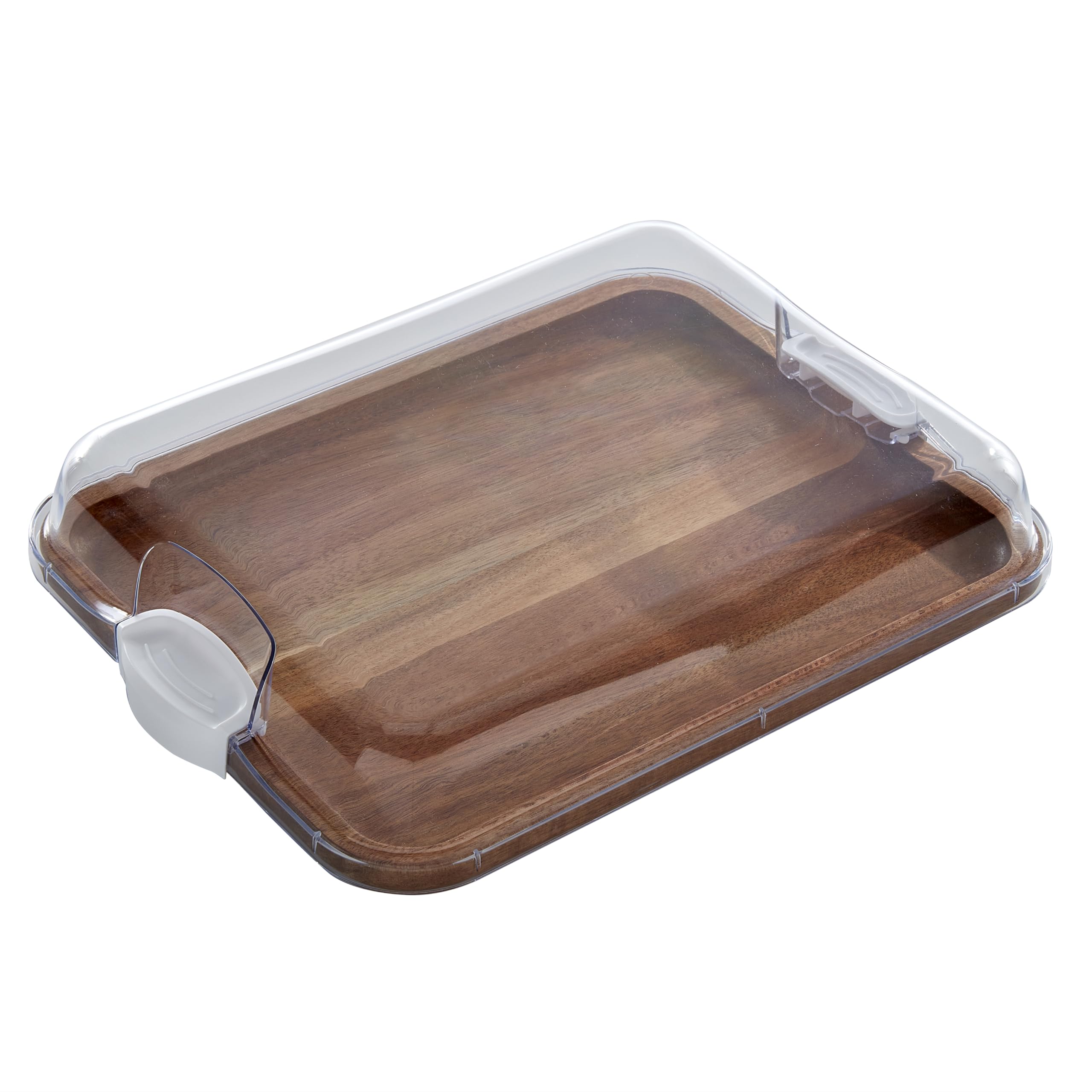 Farberware Acacia Wood Cutting Board with Built-in Compartments & Locking Lid - Charcuterie Board for Cheese, Charcuterie, Snacks - Perfect for Entertaining, Kitchen Prep & Serving