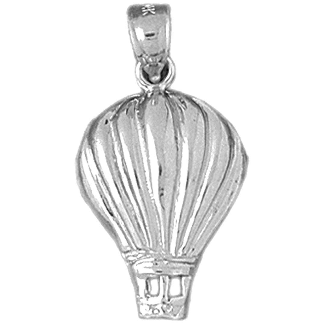 Silver Hot Air Balloon Necklace - 925 Sterling Silver Rhodium Plated Pendant with 18 Inch Chain | Romantic Gift for Women, Birthday, Anniversary | Perfect for Travel Lovers & Adventure Seekers