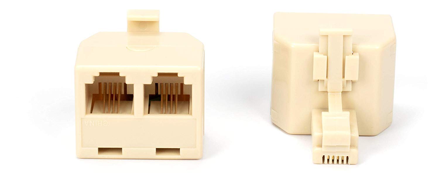 2-Way Duplex RJ11 Phone Jack Splitter Adapter - Ivory (1 Pack) | Connect 2 Phone Lines to 1 Wall Outlet | Ideal for Home & Office Landline Phones