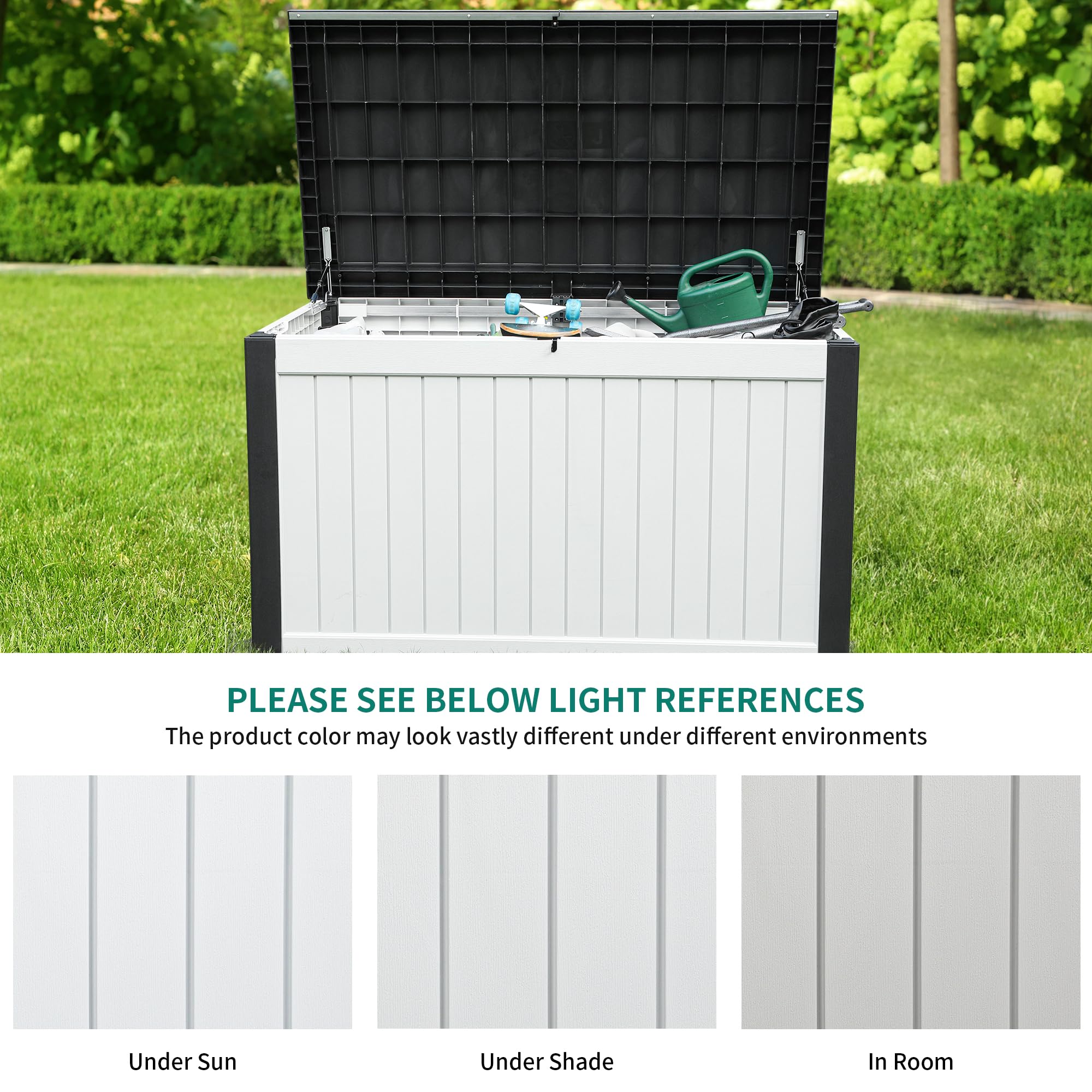 YITAHOME XXL 230 Gallon Large Outdoor Storage Deck Box - Waterproof Lockable Patio Furniture Cover for Cushions, Garden Tools, Pool Accessories - Durable Grayish-White Deck Box for Backyard, Garden & Poolside Organization