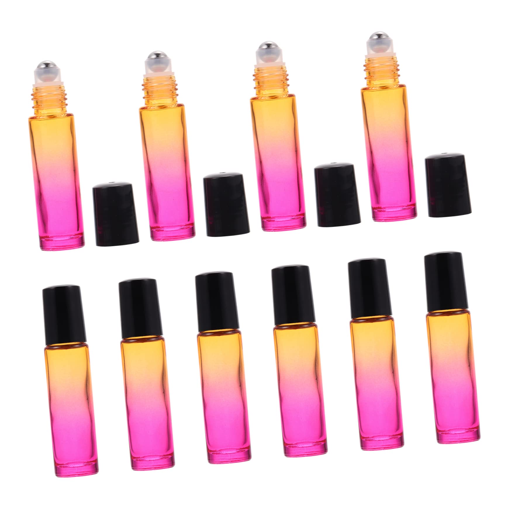 FRCOLOR 10pcs Glass Roller Bottles for Travel - Essential Oil & Perfume Containers with Roller Ball, Refillable Cosmetic Bottles for DIY, Aromatherapy, and On-the-Go Use