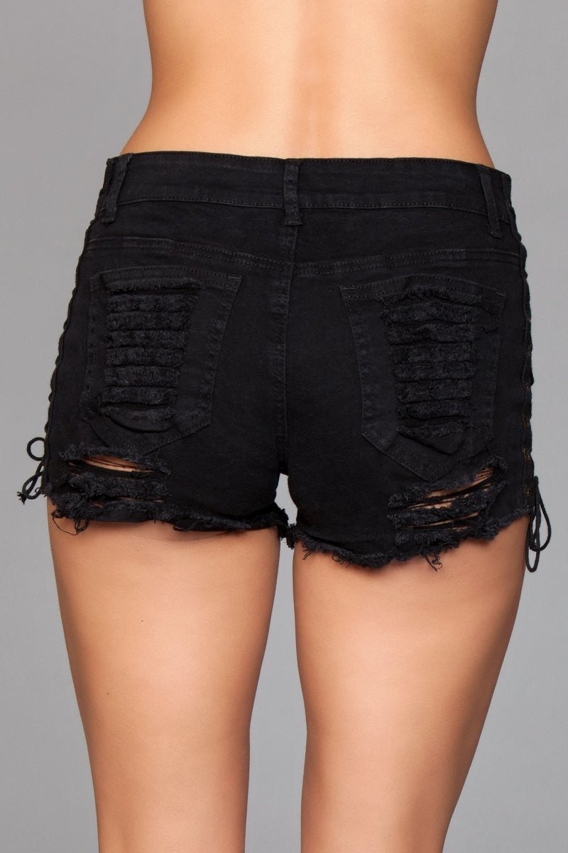 BeWicked Women's Looped in Distress Denim Shorts - High Waisted Ripped Jeans Shorts for Women - Perfect for Summer Outfits, Music Festivals & Casual Streetwear